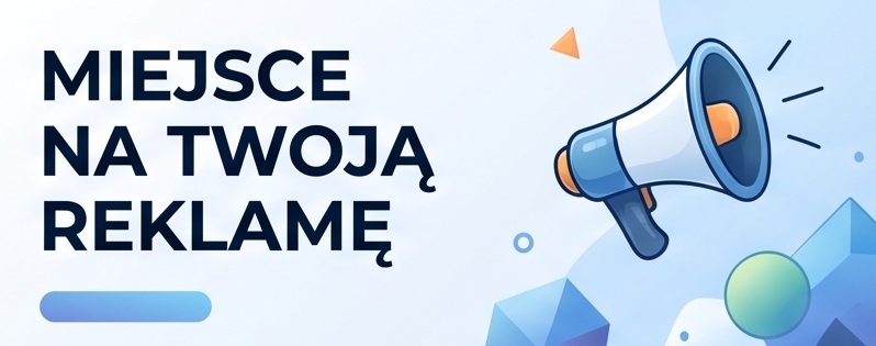 Baner reklamowy z hasłem Miejsce na Twoją reklamę – oferta reklamy na stronie klubu sportowego
